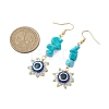 Evil Eye Synthetic Turquoise Chip & Seed Beads Dangle Earrings EJEW-MZ00166-05-3
