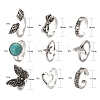9Pcs 9 Style Adjustable Alloy Finger Rings RJEW-LS0001-15AS-3