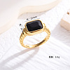 Rectangle 304 Stainless Steel Micro Pave Cubic Zirconia Finger Rings FS-WG7A2B7-11-1