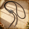 1Pc West Cowboy Hat Tibetan Style Alloy Pendant Black PU Leather Cord Bolo Tie Lariat Necklaces NJEW-GF0001-24A-4