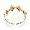 Brass Micro Pave Clear Cubic Zirconia Cuff Rings RJEW-S045-022G-NR-4