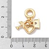 Brass Red Enamel European Dangle Charms KK-M305-19G-02-3