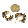 Natural Tiger Eye Chips Braided Hoop Earrings EJEW-JE04940-07-2
