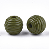 Painted Natural Wood Beehive Beads WOOD-S049-04A-05-2