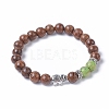Dyed Wood Round Beads Stretch Bracelets BJEW-JB04839-2
