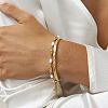 5.7MM 304 Stainless Steel Wave Textured Open Cuff Bangles for Women OV6378-2