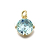 Flat Round Brass with Glass Charms KK-G525-01G-01-1