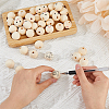 50Pcs Printed Wood European Beads WOOD-FH0002-23-3