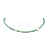 Natural Keshi Pearl Coin and Natural Amazonite Heishi Beaded Necklaces for Women NJEW-JN06344-3