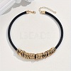 Bohemian Style Alloy Multiple Ring Waxed Cord Choker Necklaces for Women FS-WGCCD3B-01-5