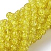 Yellow Crackle Glass Round Beads Strands X-CCG-Q001-8mm-04-1