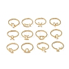12Pcs 304 Stainless Steel Adjustable Finger Ring RJEW-L115-01G-M-1