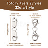 4 Sets 2 Styles Double 925 Sterling Silver Lobster Claw Clasps FIND-TA0002-22-4