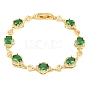 Brass Pave Cubic Zirconia Heart Flower Link Chain Bracelets for Women KK-CBA68DA-13G-04-4