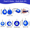 SUNNYCLUE 5Pcs 5 Style Handmade Evil Eye Lampwork Pendants LAMP-SC0001-17-2