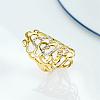 Hollow Tin Alloy Czech Rhinestone Wide Band Finger Rings for Women RJEW-BB02524-8A-3