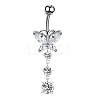 Clear Cubic Zirconia Dangle Belly Button Rings WG9960A-05-1