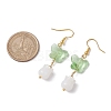 Butterfly Transparent Glass with Natural White Jade Dangle Earrings EJEW-JE05804-02-3