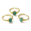 Natural Mixed Gemstone Oval Open Cuff Rings RJEW-M155-07G-2