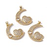 Brass Micro Pave Clear Cubic Zirconia Pendants KK-G439-39G-4