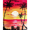 DIY Oil Painting Style Seaside Sunset Pattern Diamond Painting Kits DIAM-PW0005-14E-1