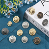 48Pcs 12 Styles Retro Style Brass Buttons BUTT-FG0001-11B-4