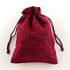 Polyester Imitation Burlap Packing Pouches Drawstring Bags ABAG-R004-14x10cm-06-1