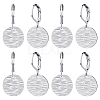 4 Pairs Brass Textured Flat Round Leverback Earrings EJEW-HS0001-22P-1