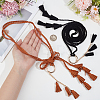 2Pcs 2 Colors Bohemian Imitation Leather Tassel with Alloy Ring Waist Chain Belts for Women AJEW-CL0005-22B-8