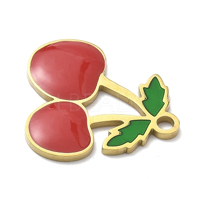 304 Stainless Steel Fruit Enamel Pendants STAS-G362-04G-12-1