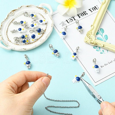 16Pcs 4 Styles Spray Printed Alloy European Dangle Charms FIND-CJ0005-53-1