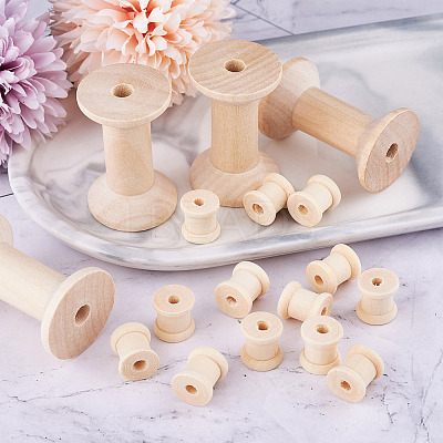 250 Pcs 2 Styles Wooden Empty Spools WOOD-TA0001-58-1