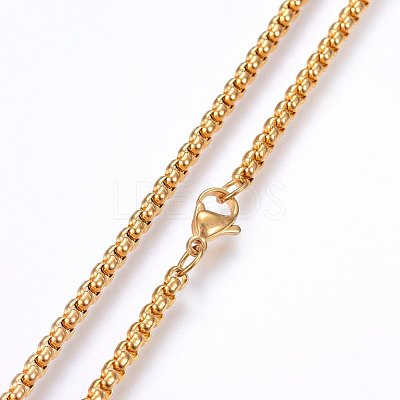 304 Stainless Steel Box Chain Necklaces NJEW-F227-09G-12-1