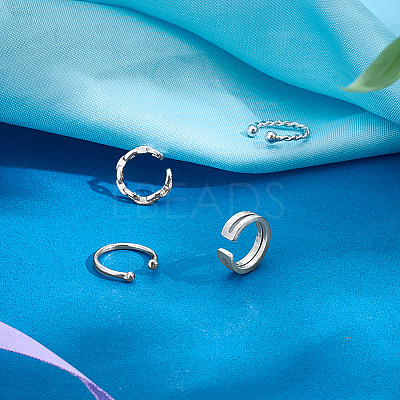 4Pcs 4 Styles 925 Sterling Silver Cuff Earrings EJEW-PH0001-38P-1