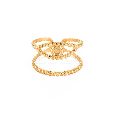 Ion Plating(IP) 304 Stainless Steel Open Pad Ring Cabochon Settings X-STAS-S119-157G-1