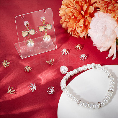 80Pcs 2 Colors Brass Flower Bead Cap Pendant Bails KK-BBC0007-87-1