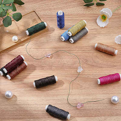 12 Rolls 12 Colors Round Waxed Polyester Twisted Cord YC-CL0001-03B-1