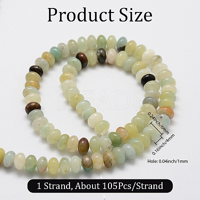 1 Strand Rondelle Natural Flower Amazonite Beads Strands G-PA0001-66-1