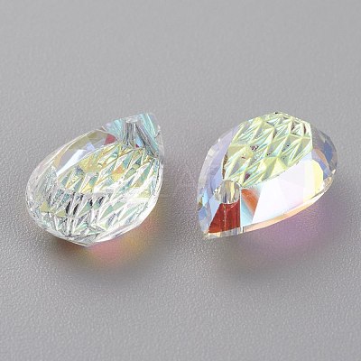 Embossed Glass Rhinestone Pendants GLAA-J101-05A-001AB-1
