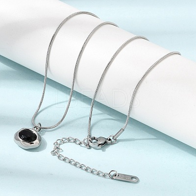 304 Stainless Steel Pave Cubic Zirconia Pendant Necklaces SA-CBADCF0-03P-1