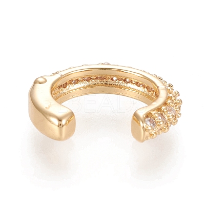 Brass Micro Pave Clear Cubic Zirconia Cuff Earrings X-EJEW-M195-07G-1
