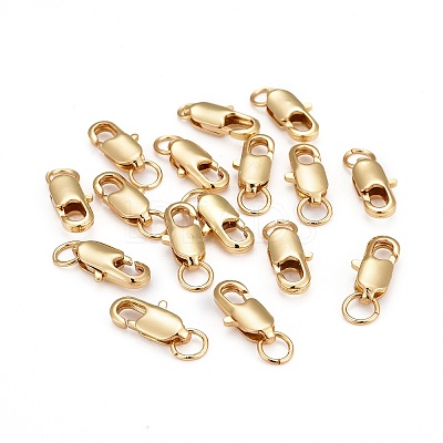 Rack Plating Brass Lobster Claw Clasps with Jump Rings KK-WH0063-02G-01-NR-1