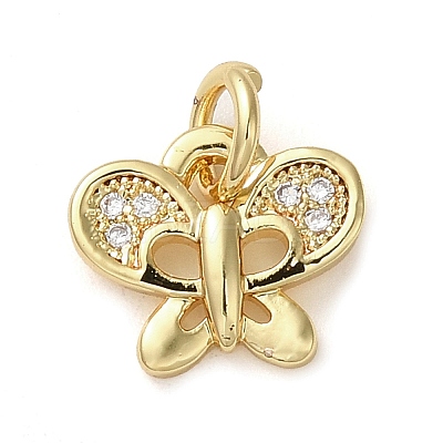 Brass Micro Pave Clear Cubic Zirconia Pendants KK-U005-01A-G-1