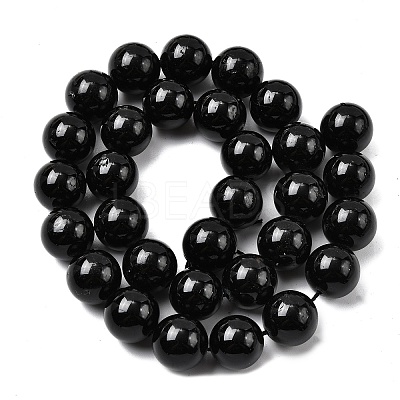 Natural Black Tourmaline Beads Strands G-G763-01-12mm-A-1