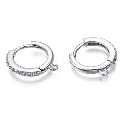 Brass Micro Pave Cubic Zirconia Huggie Hoop Earring Findings KK-T063-013P-NF-1