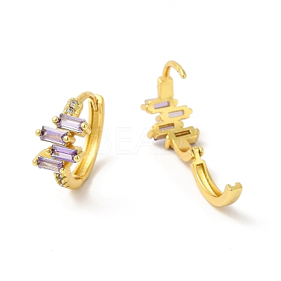 Cubic Zirconia Rectangle Hoop Earrings EJEW-E270-04G-1
