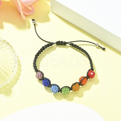 Handmade Polymer Clay Rhinestone Beads Braided Bead Bracelets BJEW-TA00320-1