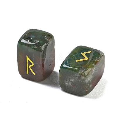 Rectangle Natural Indian Agate Rune Stones G-Z059-01H-1