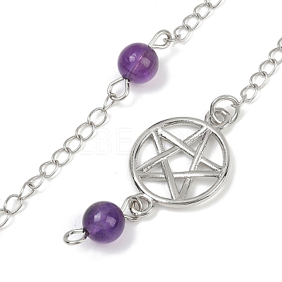 Star Natural & Synthetic Gemstone Pointed Dowsing Pendulums HJEW-Z007-01P-1