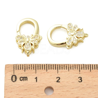 Insects Brass Micro Pave Clear Cubic Zirconia Lobster Claw Clasps KK-I354-01G-05-1